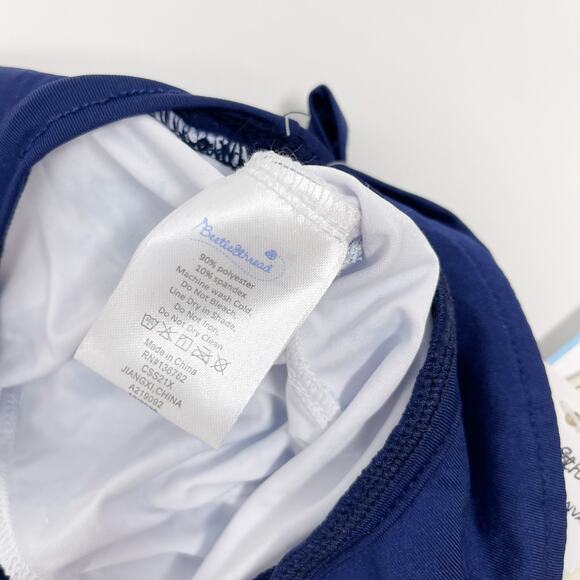 New Beetle & Thread Size 3M Navy Blue Tie Dye Swim Romper and Hat UPF 50+ Boys - Picture 8 of 9